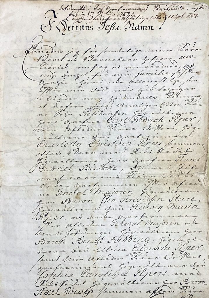Swedish noble testament.